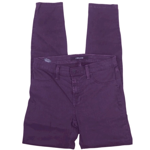 J Brand Women’s Super Skinny Dark Plum Purple Classic Denim Tight Zip Fly Jeans - Picture 2 of 16